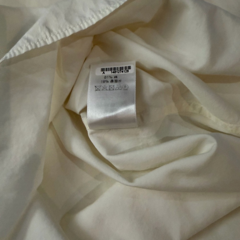 CELINE Phoebe Long Sleeve Cotton Silk Long Sleeve Top Blouse White 38 6-8 - Picture 9 of 13